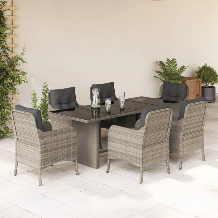 Set mobilier de grădină cu perne, 7 piese gri deschis poliratan - WALTI WALTI