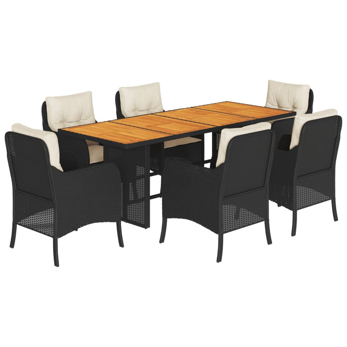 Set mobilier de grădină cu perne, 7 piese, negru, poliratan - WALTI WALTI