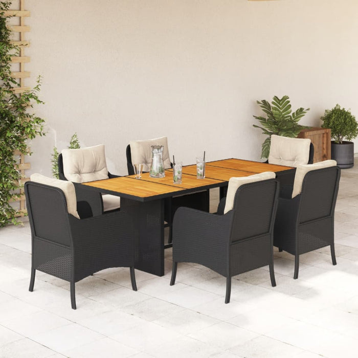 Set mobilier de grădină cu perne, 7 piese, negru, poliratan - WALTI WALTI