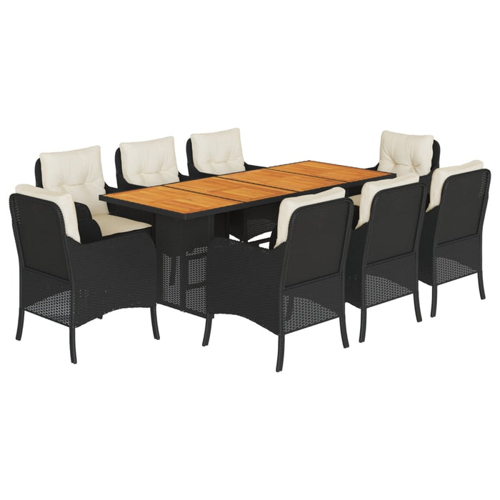 Set mobilier de grădină cu perne, 9 piese, negru, poliratan - WALTI WALTI