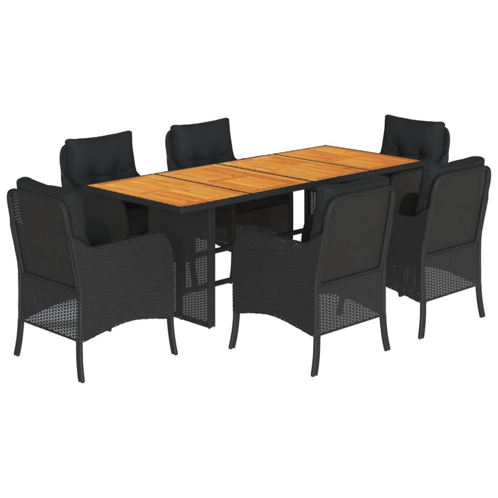 Set mobilier de grădină cu perne, 7 piese, negru, poliratan - WALTI WALTI