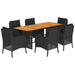 Set mobilier de grădină cu perne, 7 piese, negru, poliratan - WALTI WALTI