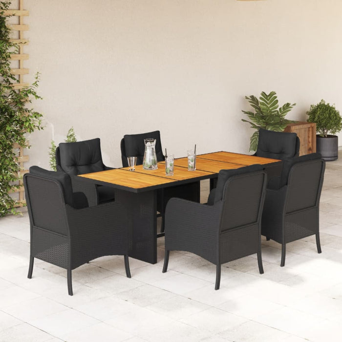 Set mobilier de grădină cu perne, 7 piese, negru, poliratan - WALTI WALTI
