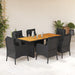 Set mobilier de grădină cu perne, 7 piese, negru, poliratan - WALTI WALTI