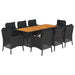 Set mobilier de grădină cu perne, 9 piese, negru, poliratan - WALTI WALTI