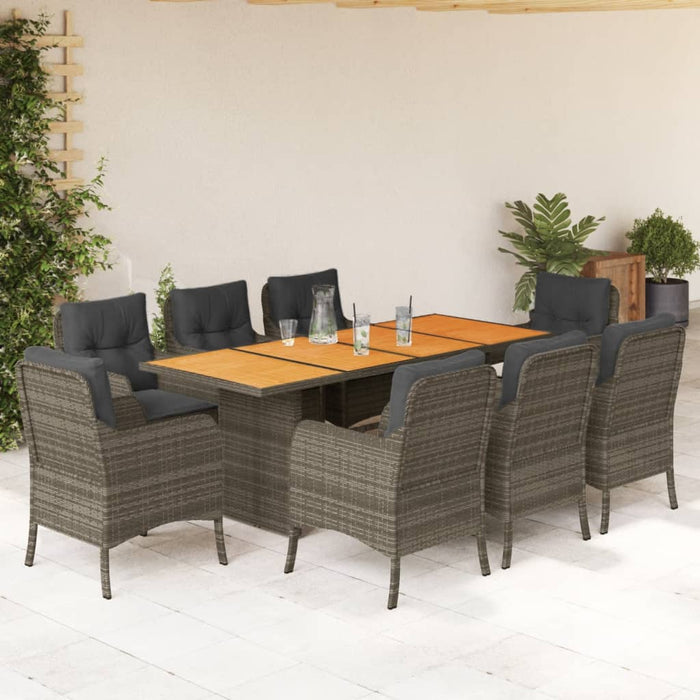 Set mobilier grădină cu perne, 9 piese, gri, poliratan - WALTI WALTI