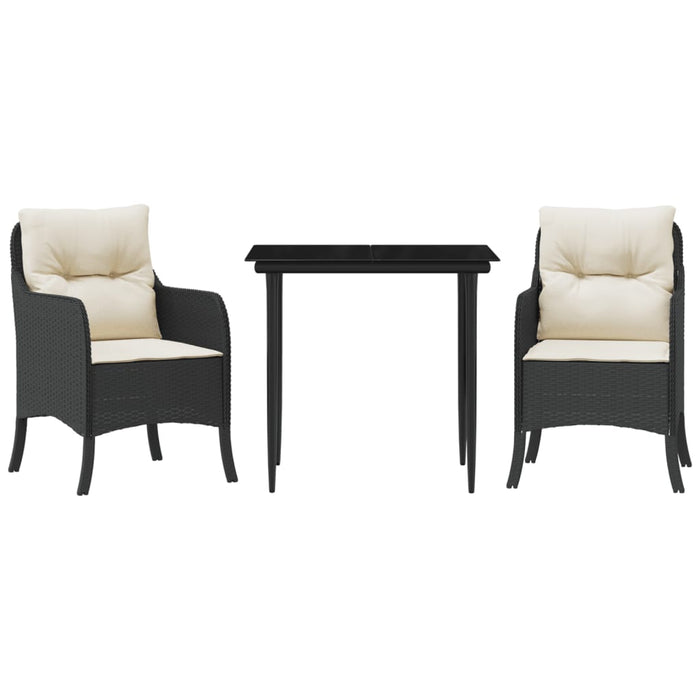 Set mobilier de grădină cu perne, 3 piese, negru, poliratan - WALTI WALTI