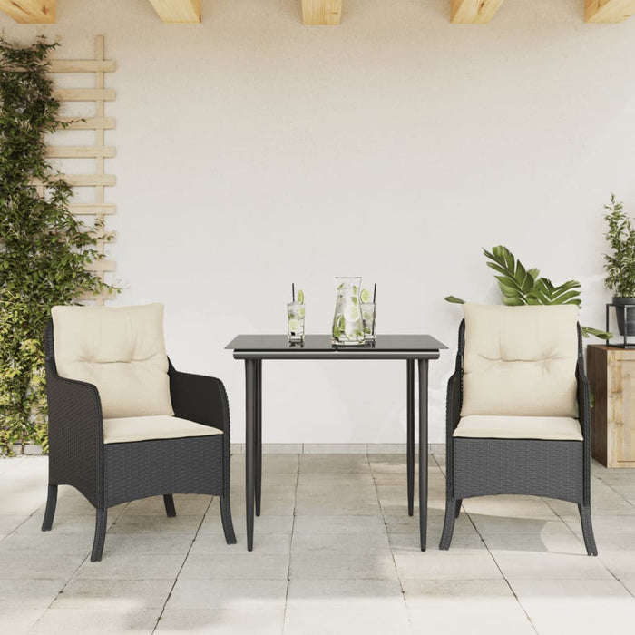 Set mobilier de grădină cu perne, 3 piese, negru, poliratan - WALTI WALTI