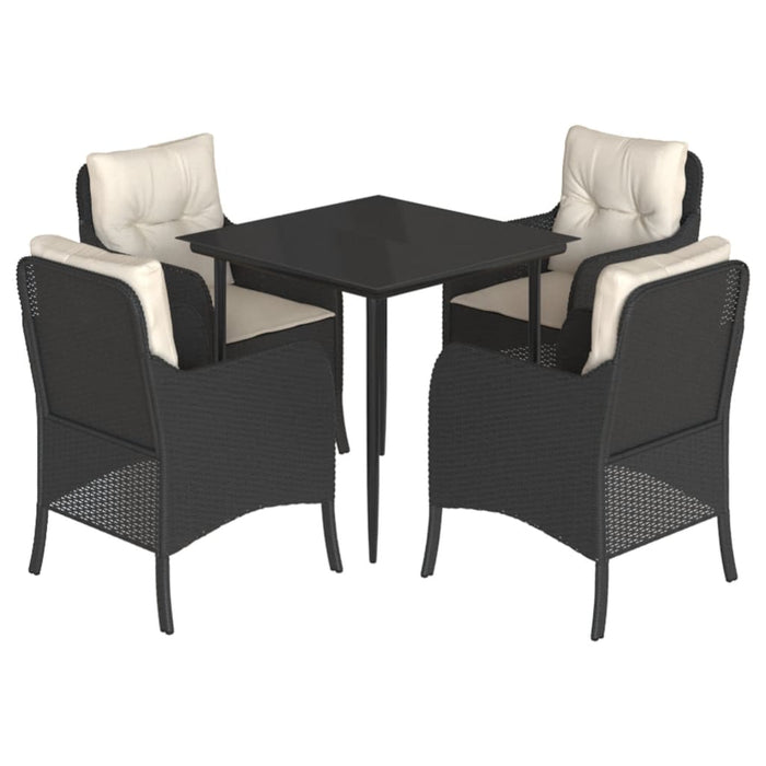 Set mobilier de grădină cu perne, 5 piese, negru, poliratan - WALTI WALTI
