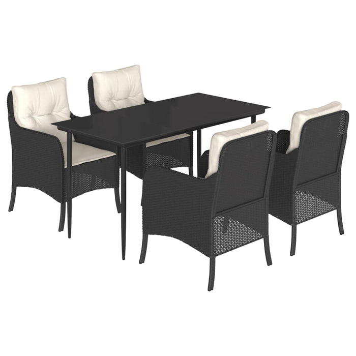 Set mobilier de grădină cu perne, 5 piese, negru, poliratan - WALTI WALTI