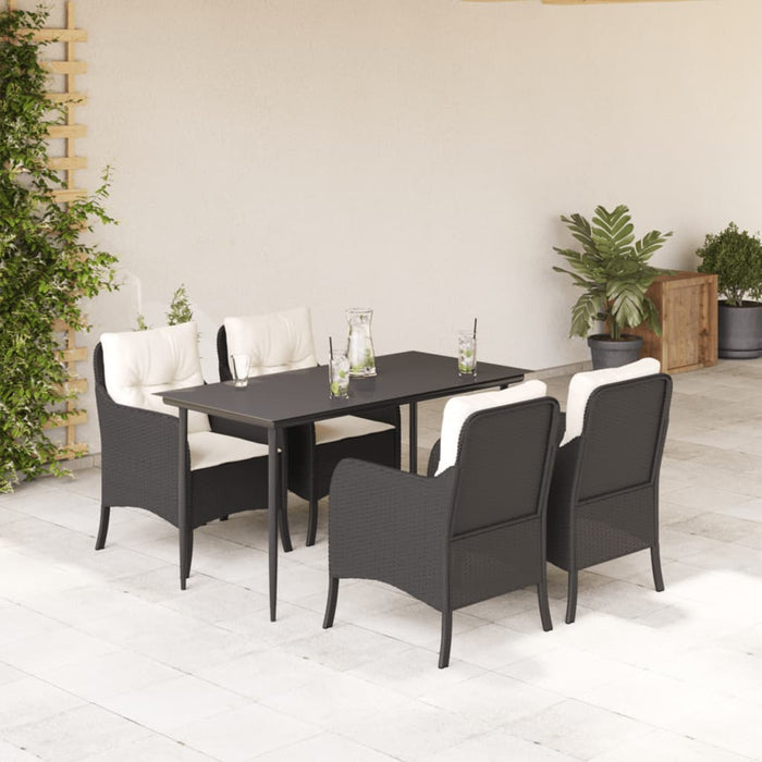 Set mobilier de grădină cu perne, 5 piese, negru, poliratan - WALTI WALTI