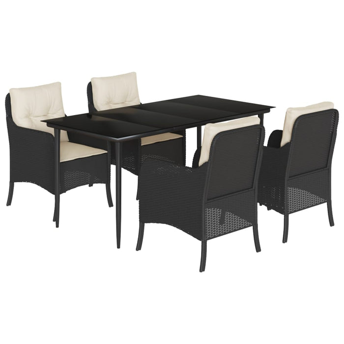 Set mobilier de grădină cu perne, 5 piese, negru, poliratan - WALTI WALTI