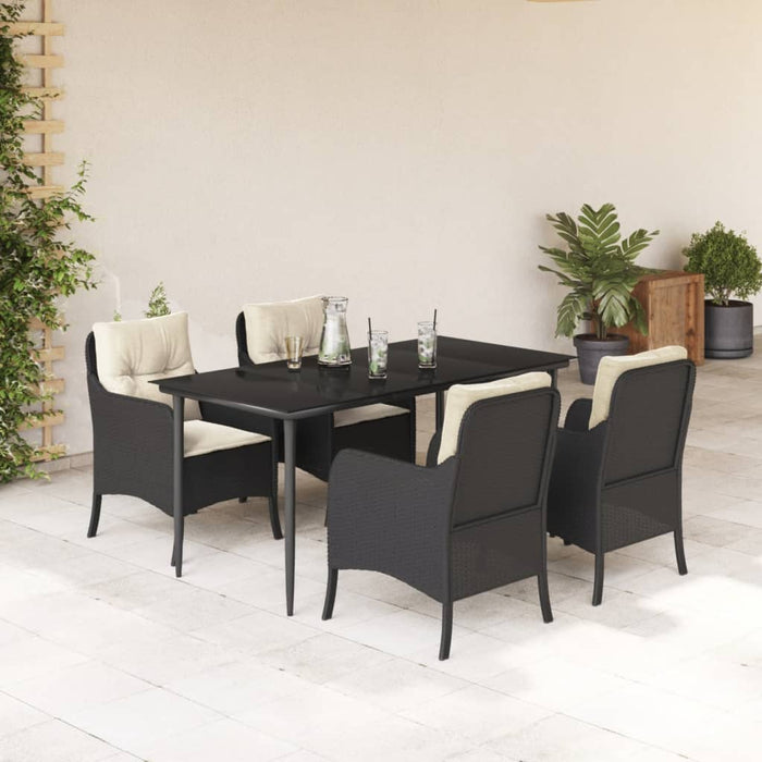 Set mobilier de grădină cu perne, 5 piese, negru, poliratan - WALTI WALTI