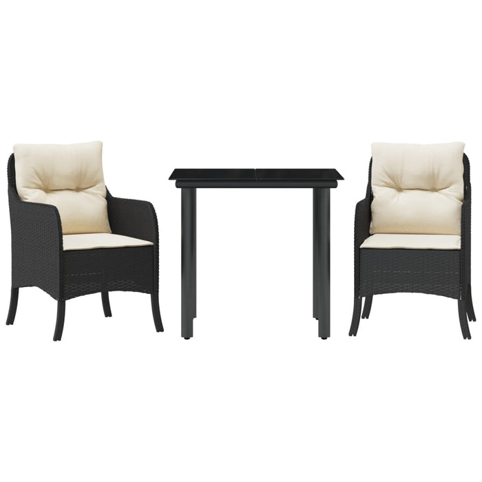 Set mobilier de grădină cu perne, 3 piese, negru, poliratan - WALTI WALTI