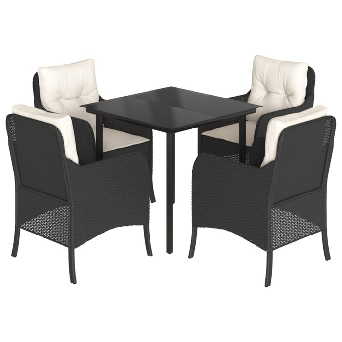 Set mobilier de grădină cu perne, 5 piese, negru, poliratan - WALTI WALTI