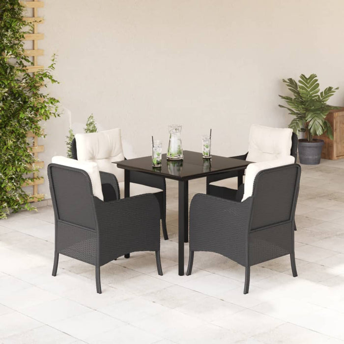 Set mobilier de grădină cu perne, 5 piese, negru, poliratan - WALTI WALTI