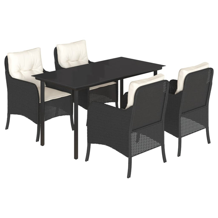 Set mobilier de grădină cu perne, 5 piese, negru, poliratan - WALTI WALTI
