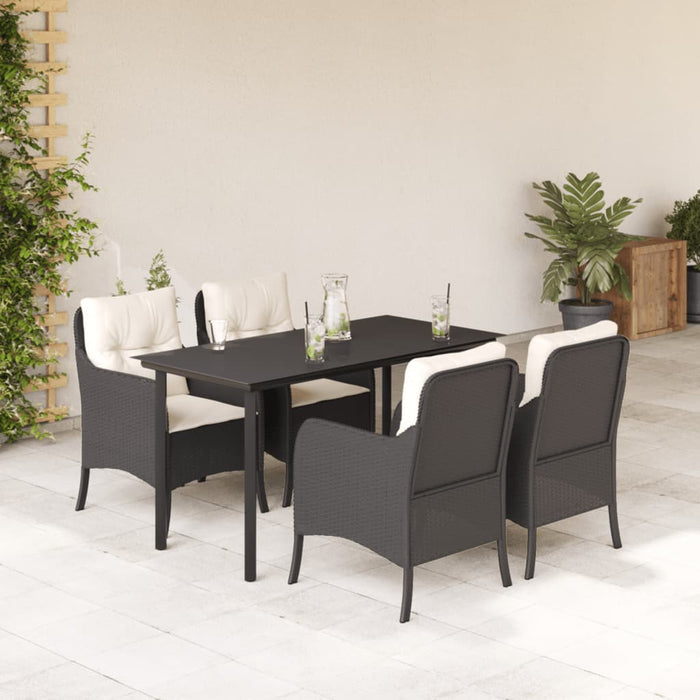 Set mobilier de grădină cu perne, 5 piese, negru, poliratan - WALTI WALTI