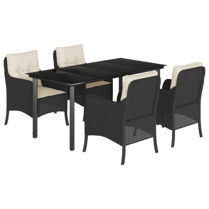 Set mobilier de grădină cu perne, 5 piese, negru, poliratan - WALTI WALTI