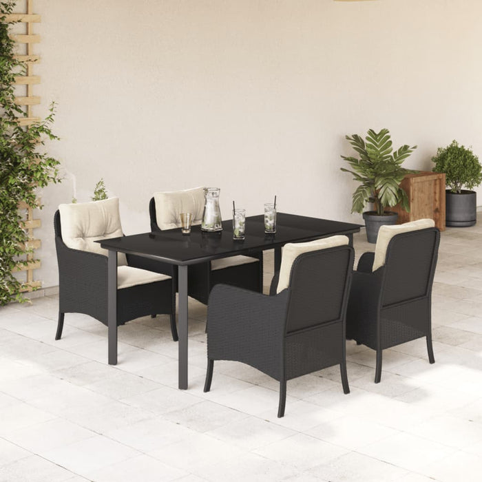 Set mobilier de grădină cu perne, 5 piese, negru, poliratan - WALTI WALTI