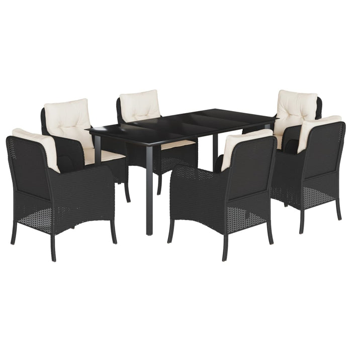 Set mobilier de grădină cu perne, 7 piese, negru, poliratan - WALTI WALTI