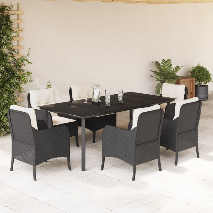 Set mobilier de grădină cu perne, 7 piese, negru, poliratan - WALTI WALTI