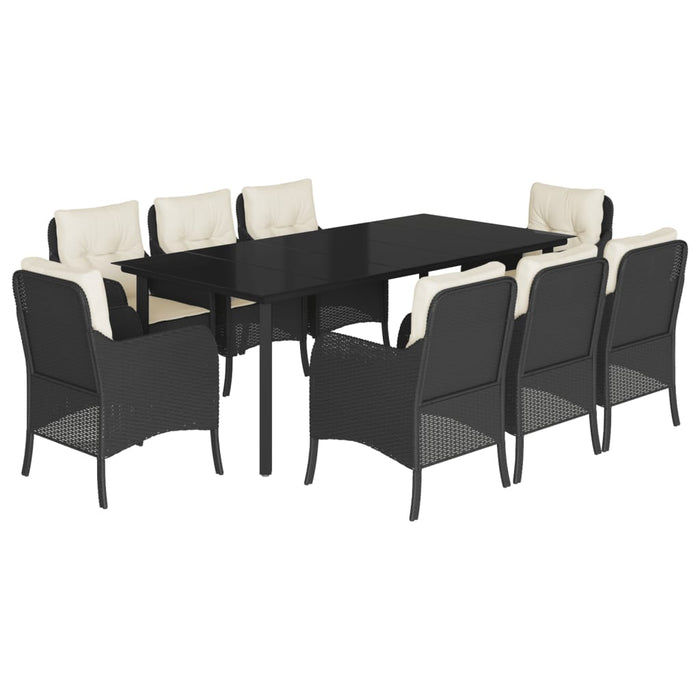 Set mobilier de grădină cu perne, 9 piese, negru, poliratan - WALTI WALTI