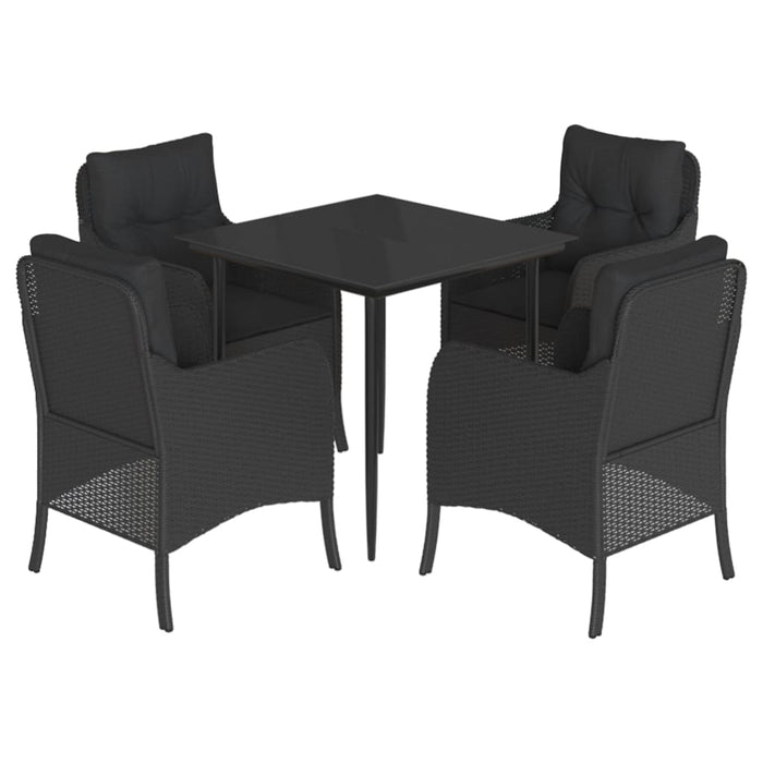 Set mobilier de grădină cu perne, 5 piese, negru, poliratan - WALTI WALTI