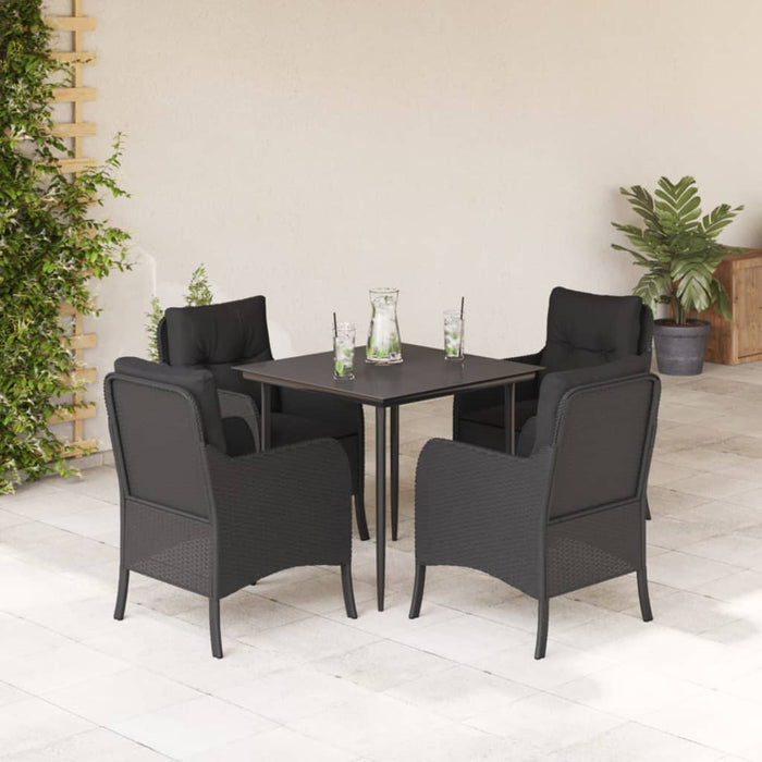 Set mobilier de grădină cu perne, 5 piese, negru, poliratan - WALTI WALTI