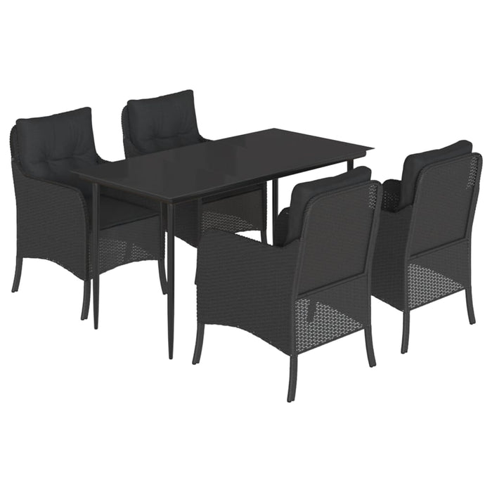 Set mobilier de grădină cu perne, 5 piese, negru, poliratan - WALTI WALTI