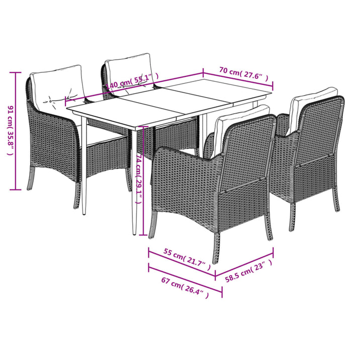 Set mobilier de grădină cu perne, 5 piese, negru, poliratan - WALTI WALTI