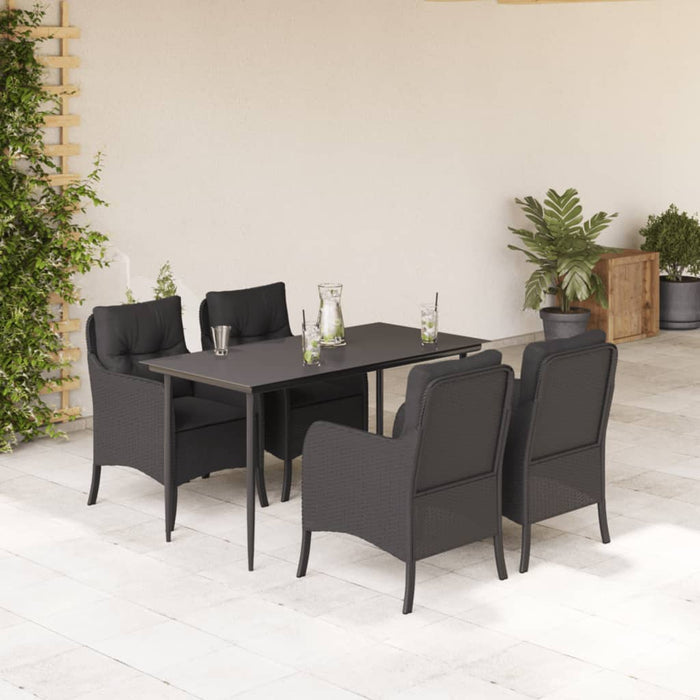 Set mobilier de grădină cu perne, 5 piese, negru, poliratan - WALTI WALTI