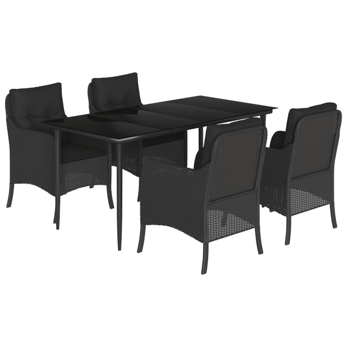 Set mobilier de grădină cu perne, 5 piese, negru, poliratan - WALTI WALTI