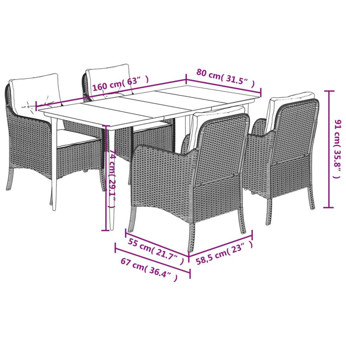 Set mobilier de grădină cu perne, 5 piese, negru, poliratan - WALTI WALTI