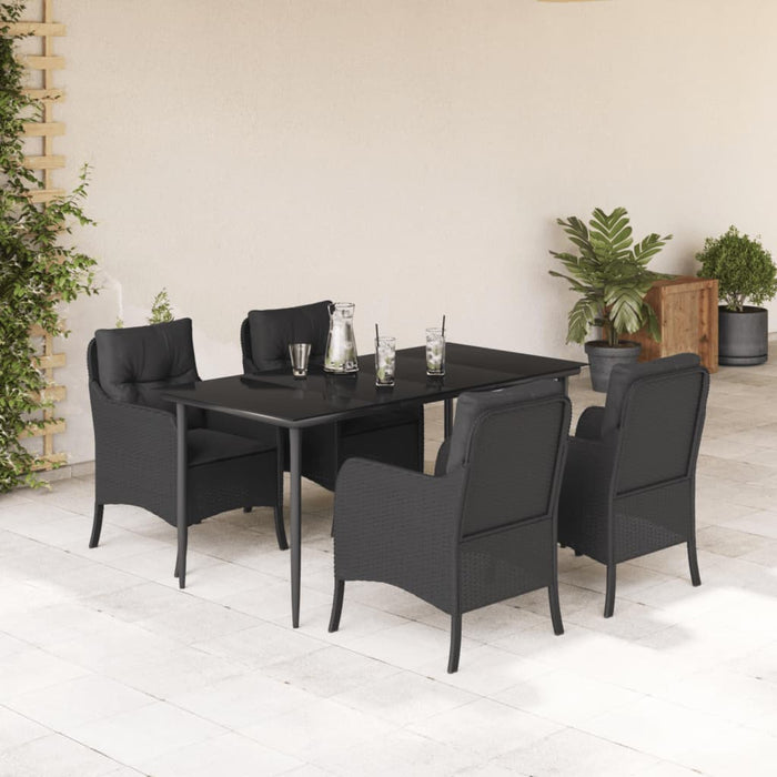 Set mobilier de grădină cu perne, 5 piese, negru, poliratan - WALTI WALTI