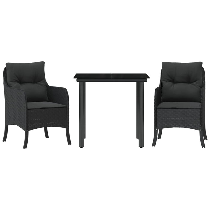 Set mobilier de grădină cu perne, 3 piese, negru, poliratan - WALTI WALTI