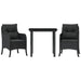 Set mobilier de grădină cu perne, 3 piese, negru, poliratan - WALTI WALTI