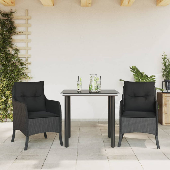 Set mobilier de grădină cu perne, 3 piese, negru, poliratan - WALTI WALTI