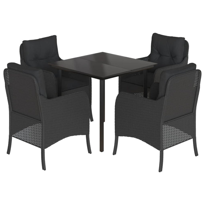 Set mobilier de grădină cu perne, 5 piese, negru, poliratan - WALTI WALTI
