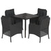 Set mobilier de grădină cu perne, 5 piese, negru, poliratan - WALTI WALTI