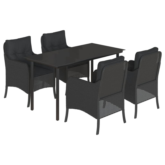 Set mobilier de grădină cu perne, 5 piese, negru, poliratan - WALTI WALTI