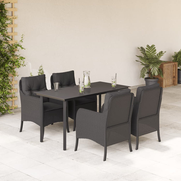 Set mobilier de grădină cu perne, 5 piese, negru, poliratan - WALTI WALTI