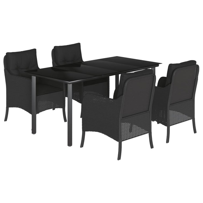 Set mobilier de grădină cu perne, 5 piese, negru, poliratan - WALTI WALTI