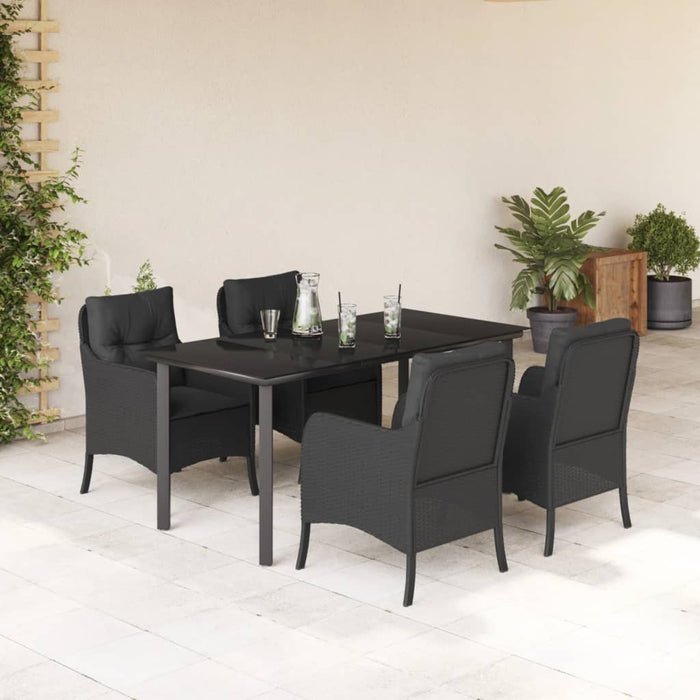 Set mobilier de grădină cu perne, 5 piese, negru, poliratan - WALTI WALTI