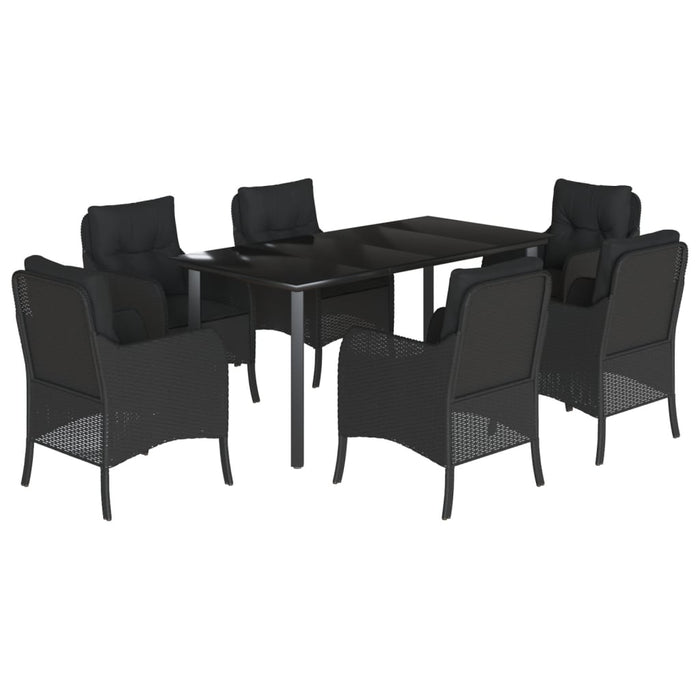 Set mobilier de grădină cu perne, 7 piese, negru, poliratan - WALTI WALTI