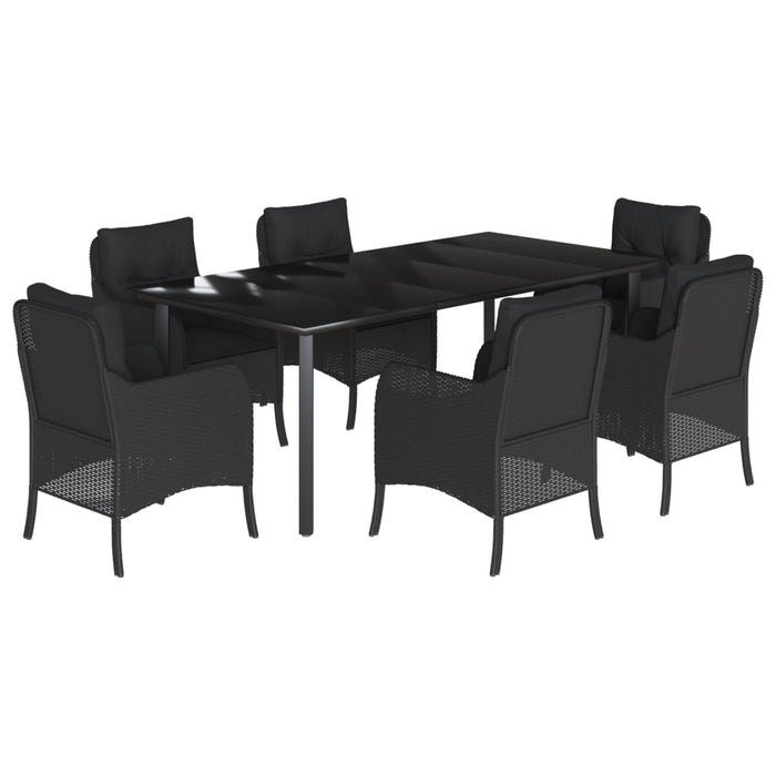 Set mobilier de grădină cu perne, 7 piese, negru, poliratan - WALTI WALTI