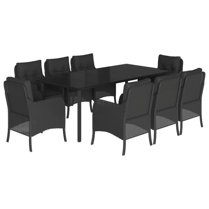 Set mobilier de grădină cu perne, 9 piese, negru, poliratan - WALTI WALTI