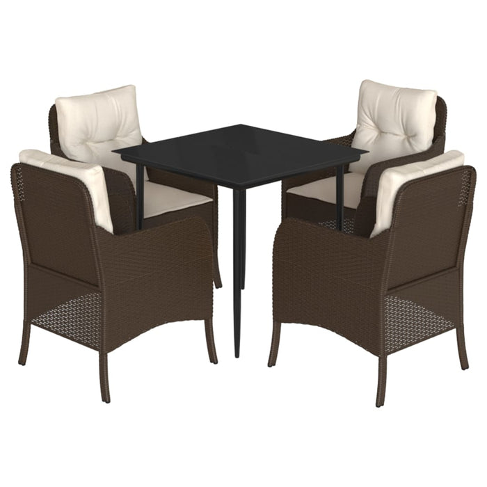 Set mobilier de grădină, 5 piese, cu perne, maro, poliratan - WALTI WALTI