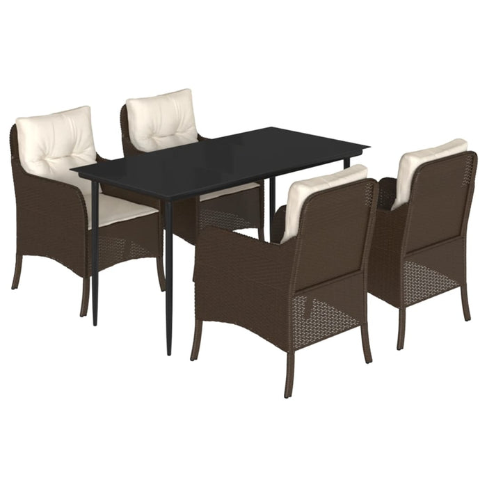 Set mobilier de grădină, 5 piese, cu perne, maro, poliratan - WALTI WALTI