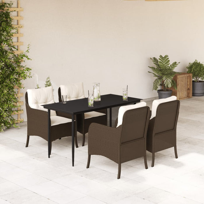 Set mobilier de grădină, 5 piese, cu perne, maro, poliratan - WALTI WALTI